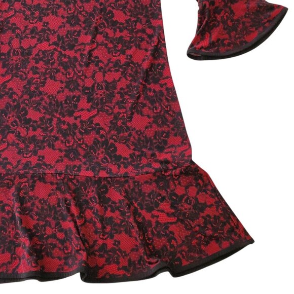MICHAEL by Michael Kors Lace Print Bell-Sleeve Dress Dark Romantic Size S - Picture 8 of 15